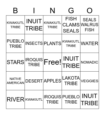 Native BINGO Card