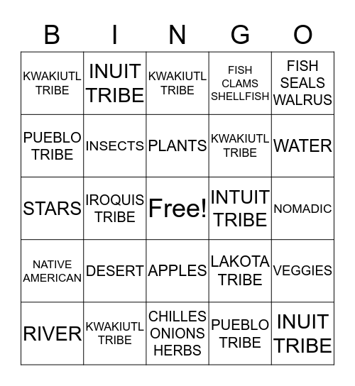 Native BINGO Card