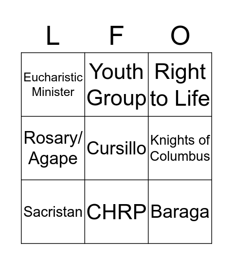 Ministry Fair "Bingo" Bingo Card
