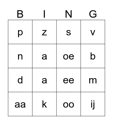 letters Bingo Card