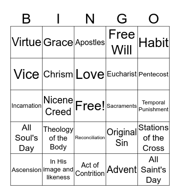 CCD Bingo Card