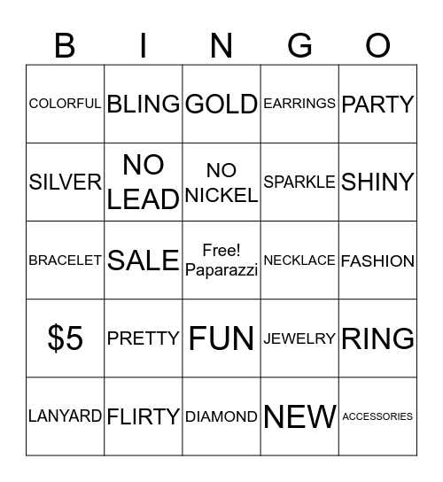 BLINGO! Bingo Card