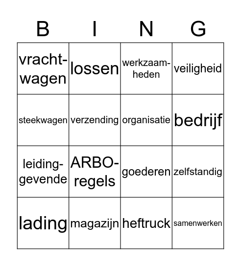 logistiek Bingo Card