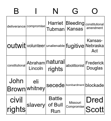 CW Test Review  Bingo Card