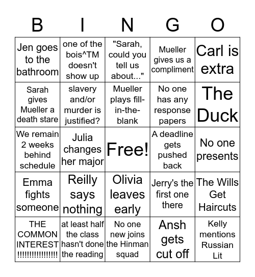 The Common Bingo Card