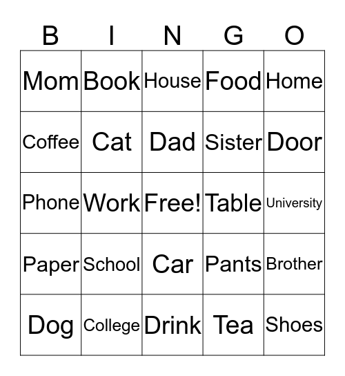 ASL 101 Lab 12 - Bingo Card
