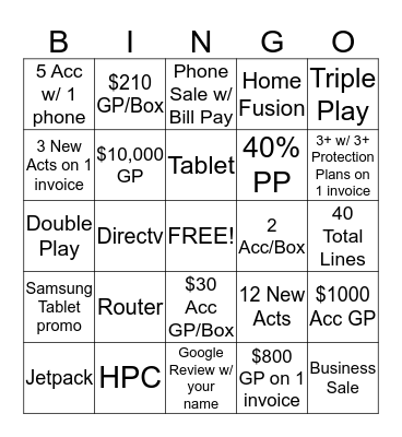 Holiday Bingo Card