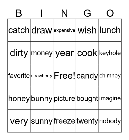 Lesson 12 Bingo Card