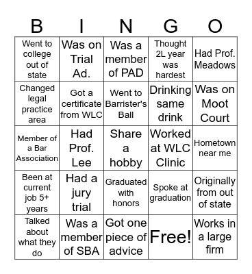 Happy Hour Bingo: Student Board Bingo Card