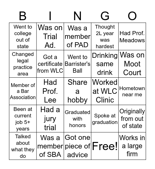 Happy Hour Bingo: Student Board Bingo Card