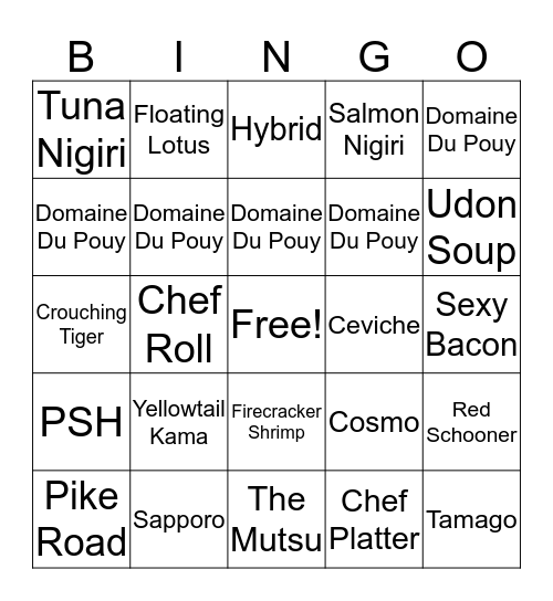 MARU  Bingo Card