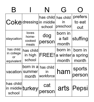 Ascend Family Prosperity Bingo Card