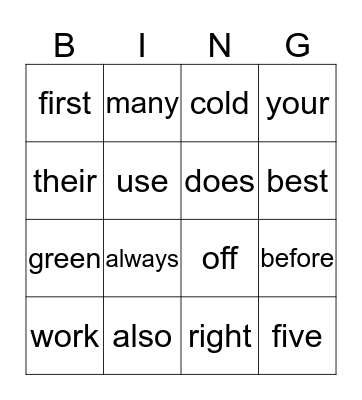 1111418 A Bingo Card