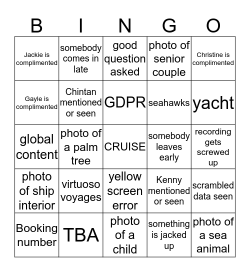 Mowgli S134 sprint demo Bingo Card