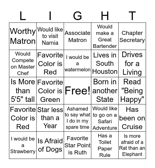 Meet N Greet Bingo Card