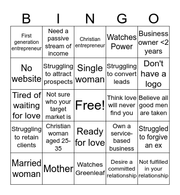 Prospect Attraction Bingo Card