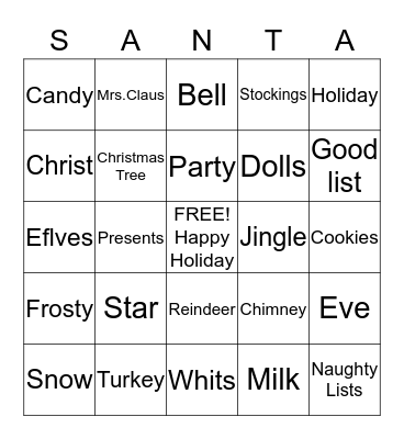 Christmas Bingo Card