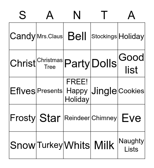 Christmas Bingo Card