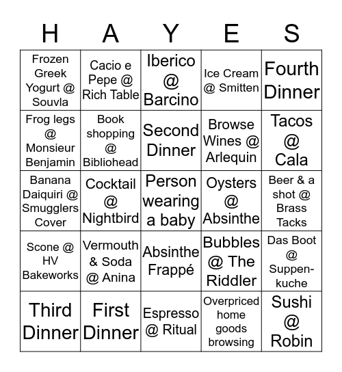 Boom Boom Bingo  Bingo Card