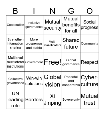 World Internet Conference BINGO! Bingo Card