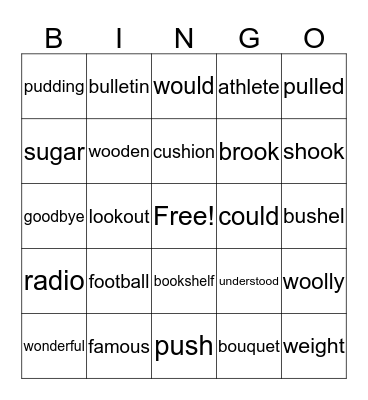 Spelling List D-5 Bingo Card