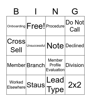 2x2 BINGO Card