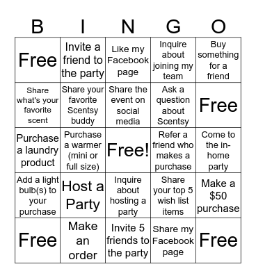 Scentsy Bingo! Bingo Card