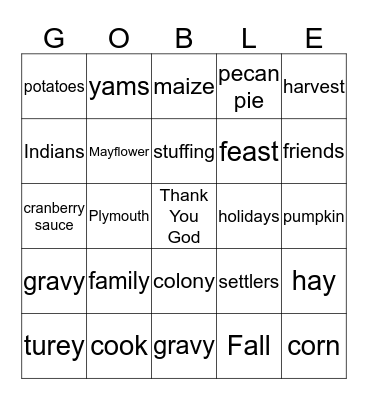 THANK YOU GOD Bingo Card