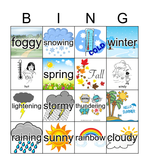Weather Bingo Card