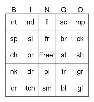 Blends Bingo Card