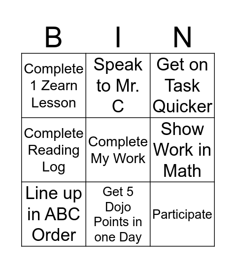 Aylissa's Bingo Challenge Bingo Card