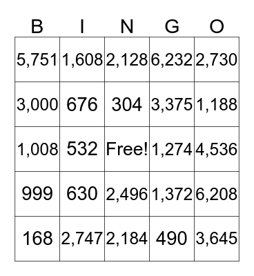 Double Digit Multiplication Bingo Card