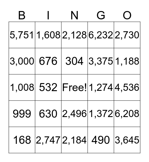 Double Digit Multiplication Bingo Card
