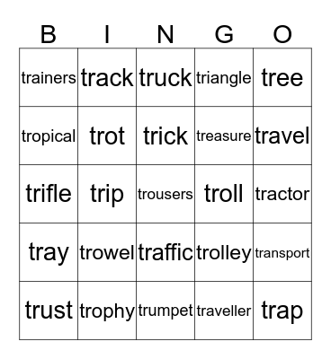 "tr"  Bingo Card