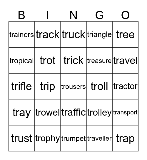 "tr"  Bingo Card