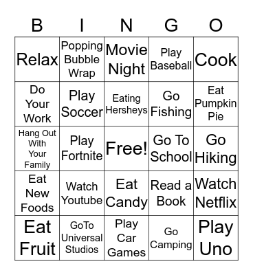 Social Skills Bingo Card