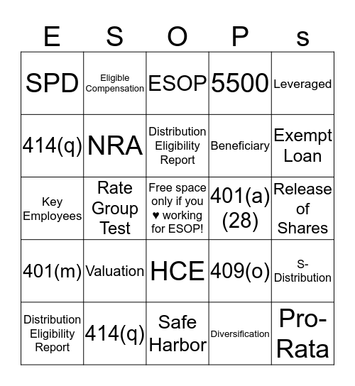 ESOP Bingo Card