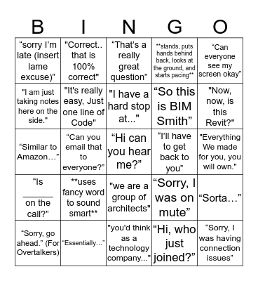 Anguleris Conference Call Bingo Card