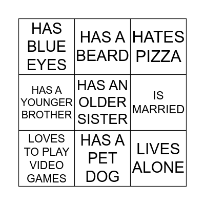 DIGITAL Bingo Card
