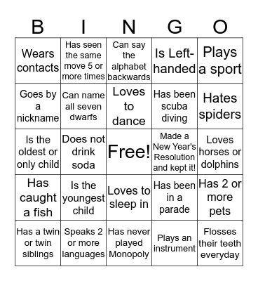St. Paul's Youth Group Bingo Card