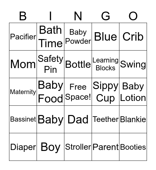 Baby Bingo Card
