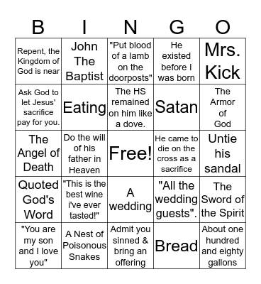 Bible Bingo Card