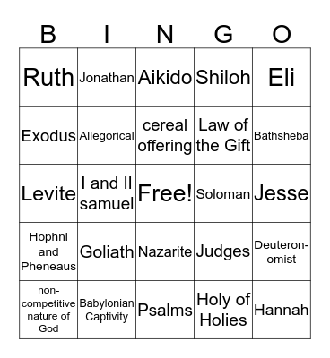 Bible Bingo! Bingo Card