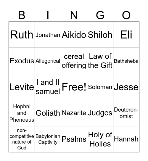 Bible Bingo! Bingo Card