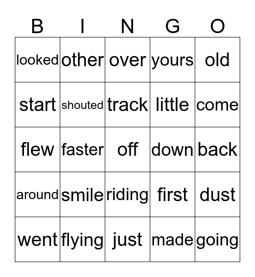 Justin's New Bike Bingo Card