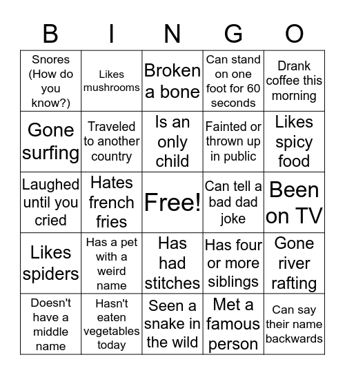 Find Someone Who  Bingo Card