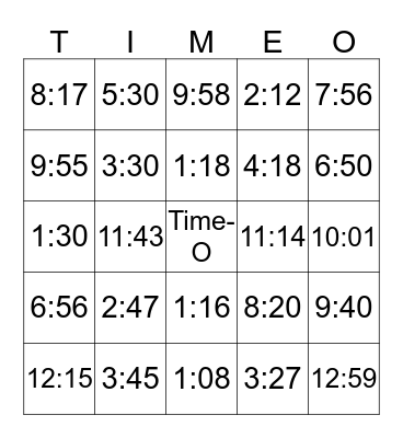 TIME-O Bingo Card