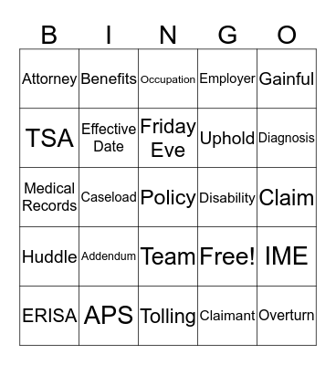 Appeals Bingo Card
