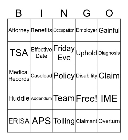 Appeals Bingo Card