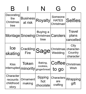 Hallmark Christmas Movie Bingo Card